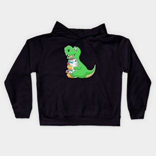 Dinosaur With Stack Of Books Shirt Funny Readers G Kids Hoodie
